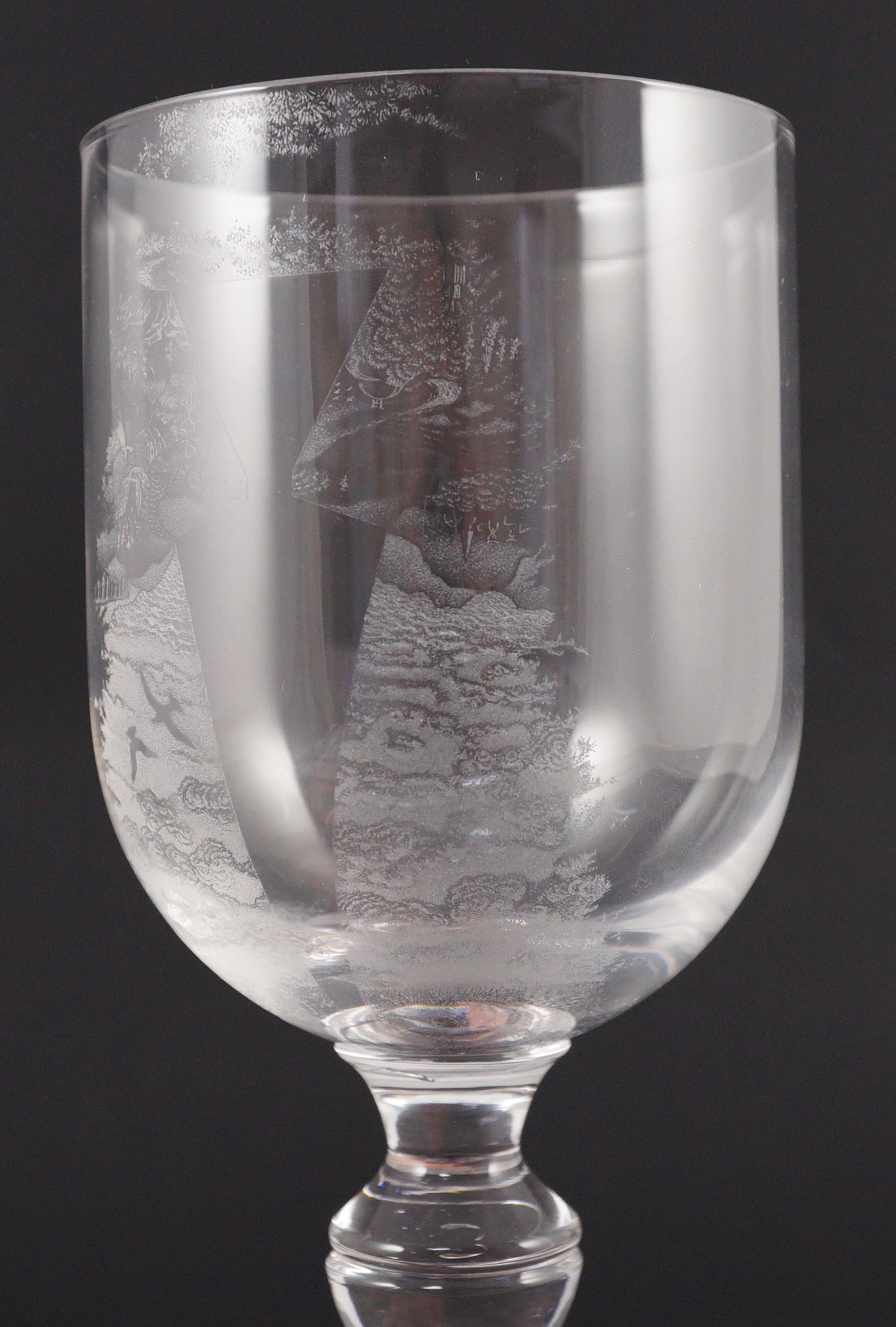 Laurence Whistler CBE (1912-2000), 'TERM' an engraved glass goblet together with a limited edition book 276/1400, page 28 and plate 80 with reference to 'TERM' Goblet 24cm high